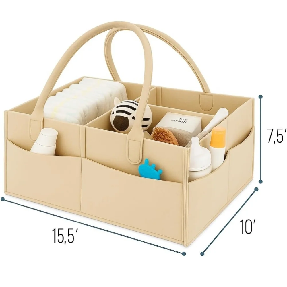 MARGOO StoreBaby Diaper Caddy Organizer – Portable Felt Nursery Storage Bin wi